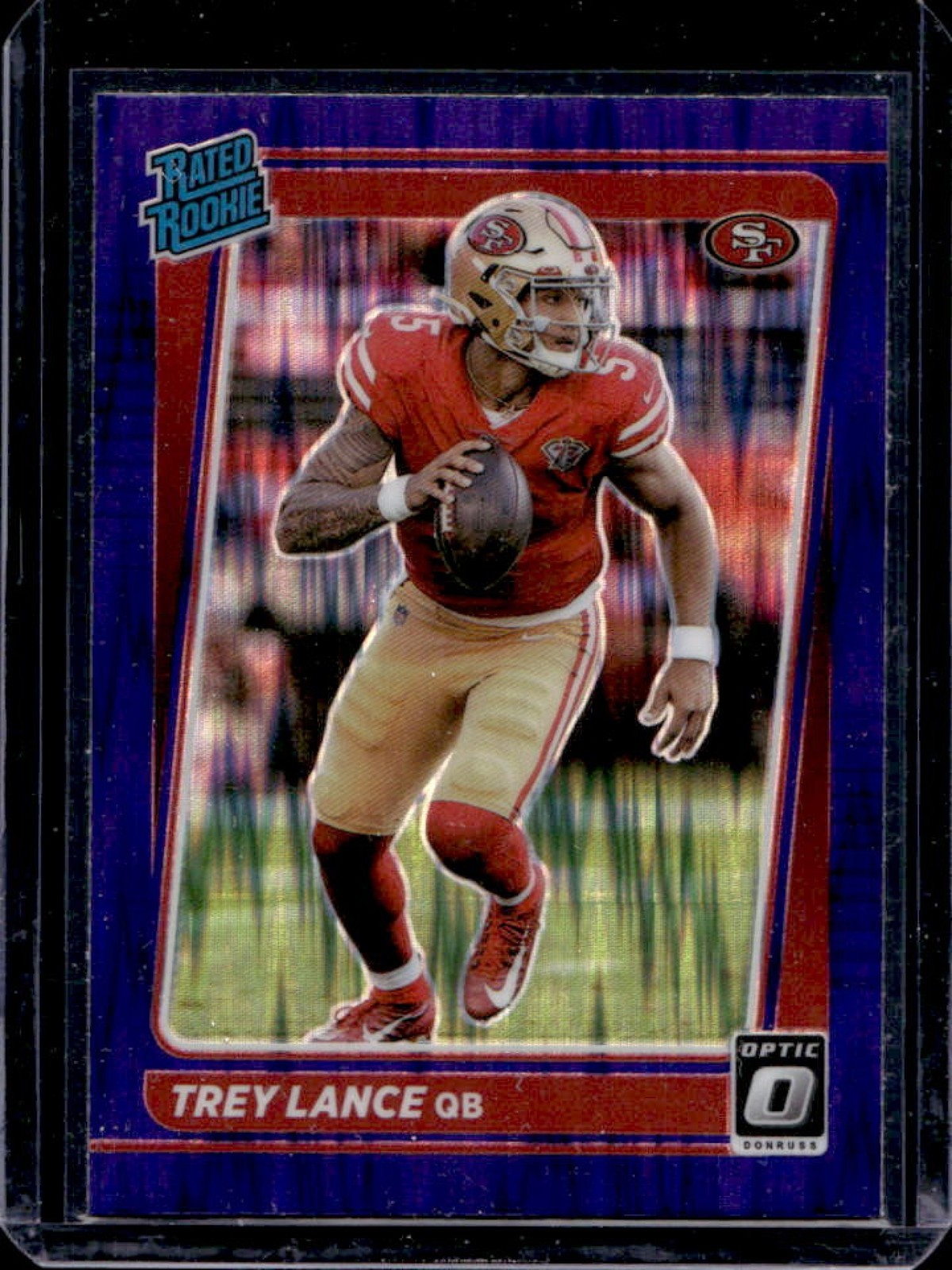 2021 Donruss Optic Trey Lance Purple Shock Rated Rookie #203 49ers