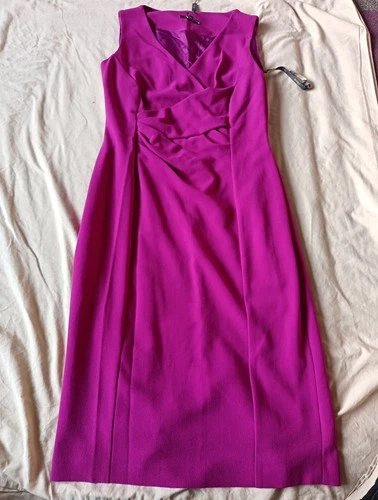 ALEXON SIZE 12 FUSCHIA SLEEVELESS PENCIL DRESS