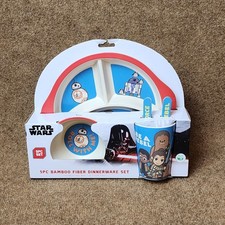 NEW Star Wars 5PC Bamboo Fiber Dinnerware Set BB-8 R2D2 Chewbacca Eco Friendly
