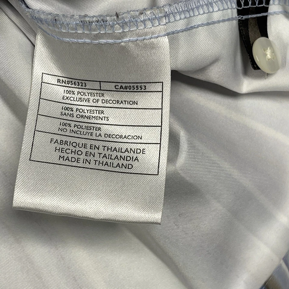 Camisa De Colección Tiger Woods Para Hombres XL Púrpura Azul Rayas Retro Manga Corta Abotonada Foto 4 de 4