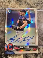 2018 Bowman Chrome Refractor Auto Lenny Torres #'d /499 1st Indians Phillies 