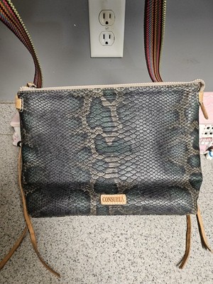 Consuela Animal Print Crossbody Bag Zip Top Multicolor Strap Silver Hardware