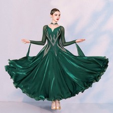Latin Ballroom Dance Dress Modern Salsa Waltz Standard Long Dress N141 2 Colors