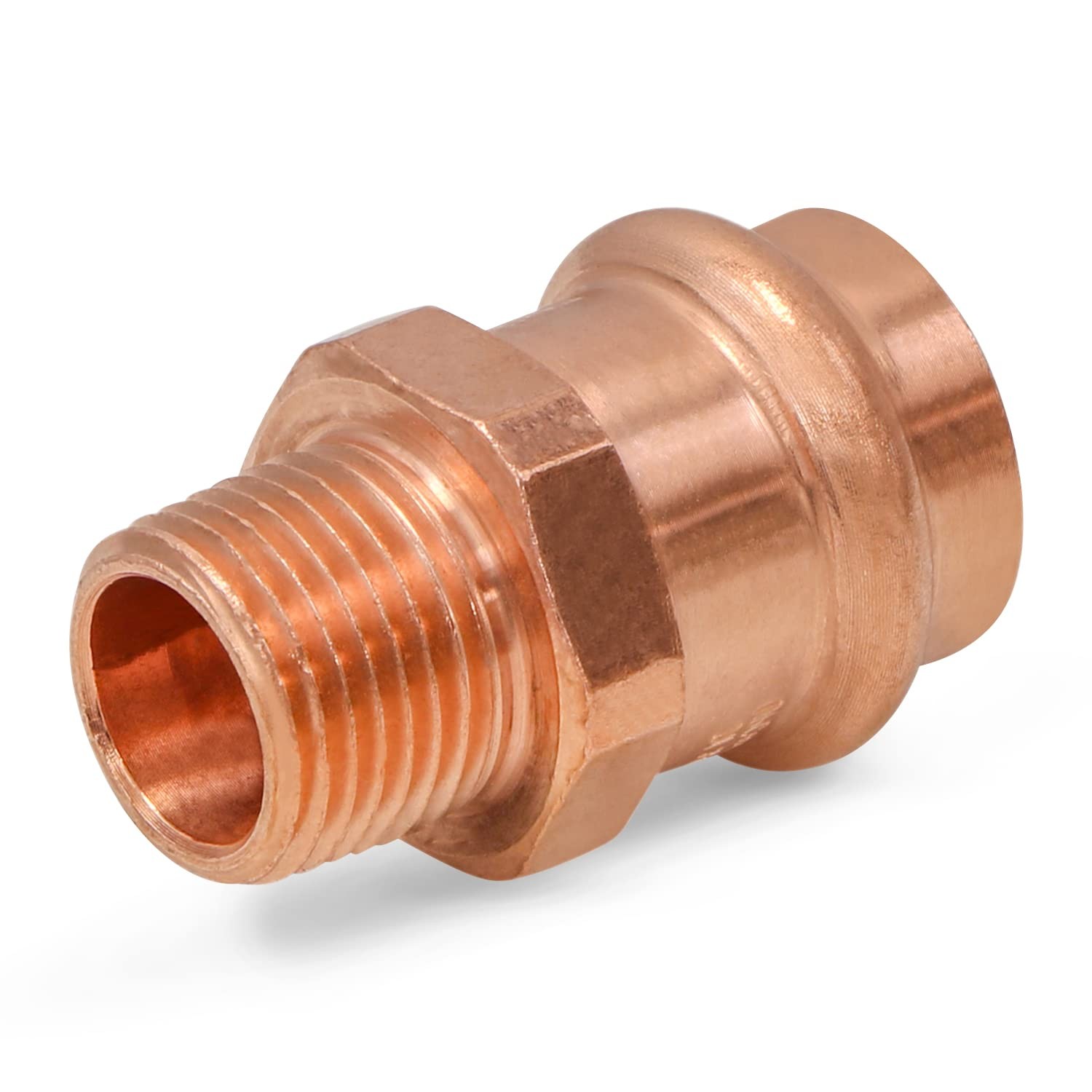 QDNB5634 Copper Male Reducing Adapter 3/4 Inch Press x 1/2 Inch MPT Small