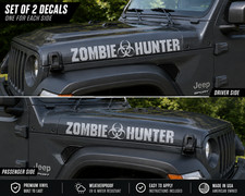 Zombie Hunter Decal Stickers Pair Hood 4x4 Apocalypse Reflective Vinyl Graphic
