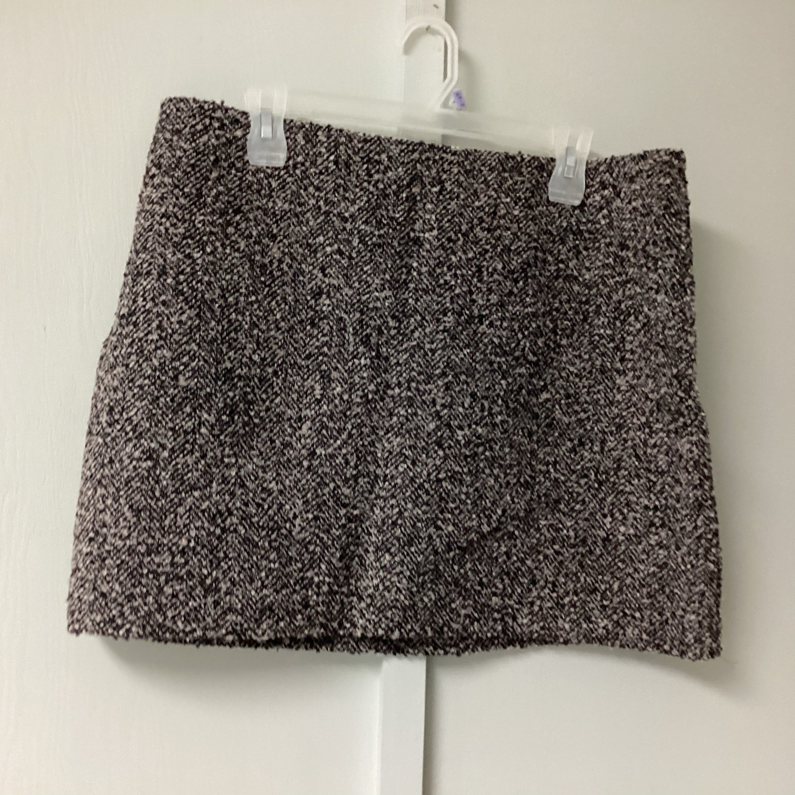 New H & M Skirt Women's Size 12 BrownBlack Tweed Wool Blend Lined A-Line Mini thumbnail 8