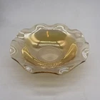 Vintage Floragold Depression Glass Bowl With Ruffled Edges And Floral Pattern