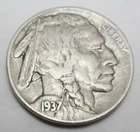 1937 P INDIAN HEAD "BUFFALO" NICKEL AVE CIRCULATED **FREE SHIPPING**