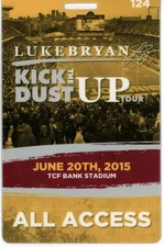 Luke Bryan Kick The Dust Up Tour ALL ACCESS Backstage Laminated Pass Yellow