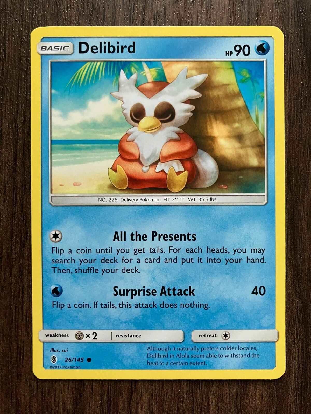Delibird 26/145 - 2017 Pokemon Guardians Rising Common Card - Sui Artwork - NM