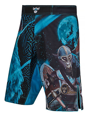 Raven Fightwear Men's Ulfhedinn 2.0 Viking Wolf MMA Shorts BJJ Black 