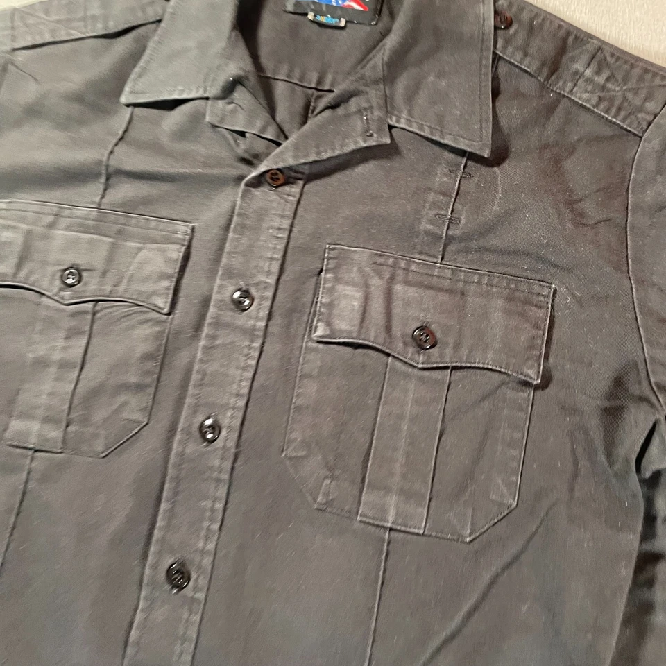 Camisa Azul Para Hombres Mediana Negra Táctica Aplicación de la Ley Uniforme Utilidad Trabajo Foto 3 de 4