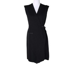 Wolford Black Wrap Sporty Dress Sleeveless Knee Length Buckle Size UK 6