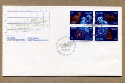 CANADA 1987-08-07 First Day Series. Shipwrecks BLOCK OF 4x36¢ FDC