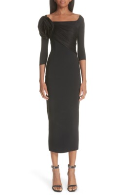 CHIARA BONI COUTURE La Petite Robe Black Taffeta Rose Cocktail Dress 36 = 0 XS