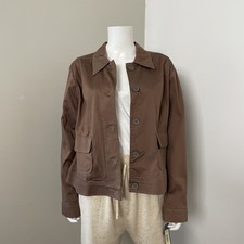Cherokee Jacket Womens Xl Brown Utility Cotton Blend Pockets Casual Nwt