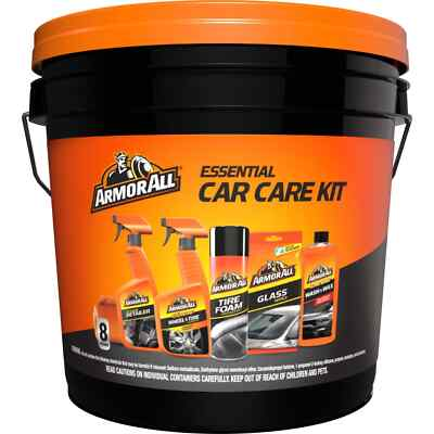 #ad Armor All Car Cleaning Kit 8pc – Wash Wax Tire Foam Detailer amp; Wipes Bucket $28.00