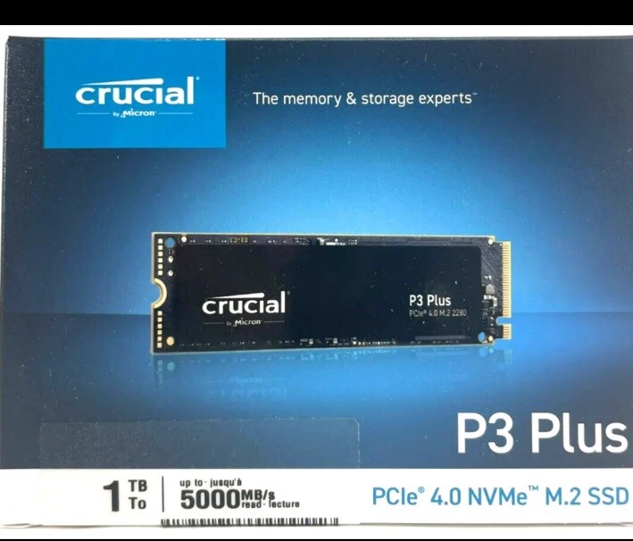 Crucial - CT1000P3PSSD8 - P3 Plus 1TB PCIe Gen4 3D NAND NVMe M.2  