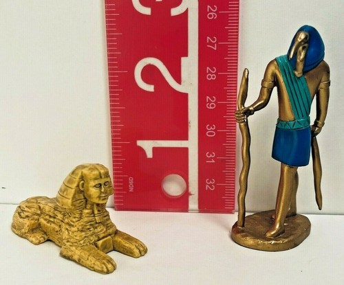 Safari Ltd. Hand Painted Plastic Ancient Egypt Sphinx 1" & Thoth 2.5" Figurines - Picture 6 of 6