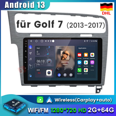 2+64GB Android 13 Autoradio GPS NAVI WIFI SWC DAB+ Für VW Golf VII MK7 2013-2017