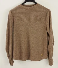 New Adrienne Vittadini Womens XL Brown Brushed Knit Contrast Puff Dolman Sweater