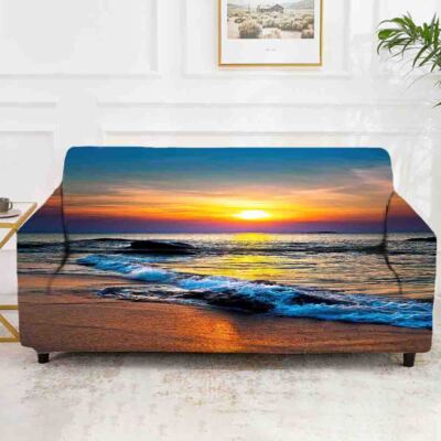 Gelombang Lautan Stretch Sofa Cover Lounge Couch Slipcover Recliner Protector