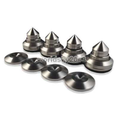 4pcs stainless steel speaker shock spike stand foot isolation feet + base pad #f2