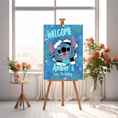Stitch birthday party decoration personalised welcome sign poster A2 A3 A4 - 第 2/5 張圖片