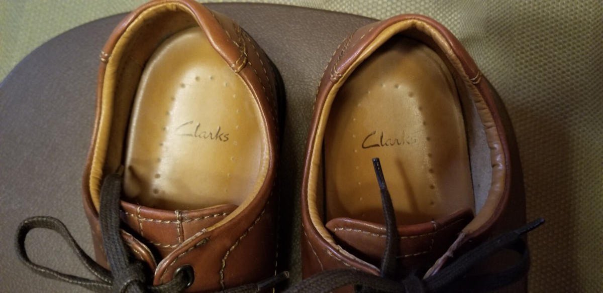 Clarks Oxford Shoes Mens 11.5 Brown Leather Bicycle Toe Lace Up Dress 34249 Clarks Men main image 4