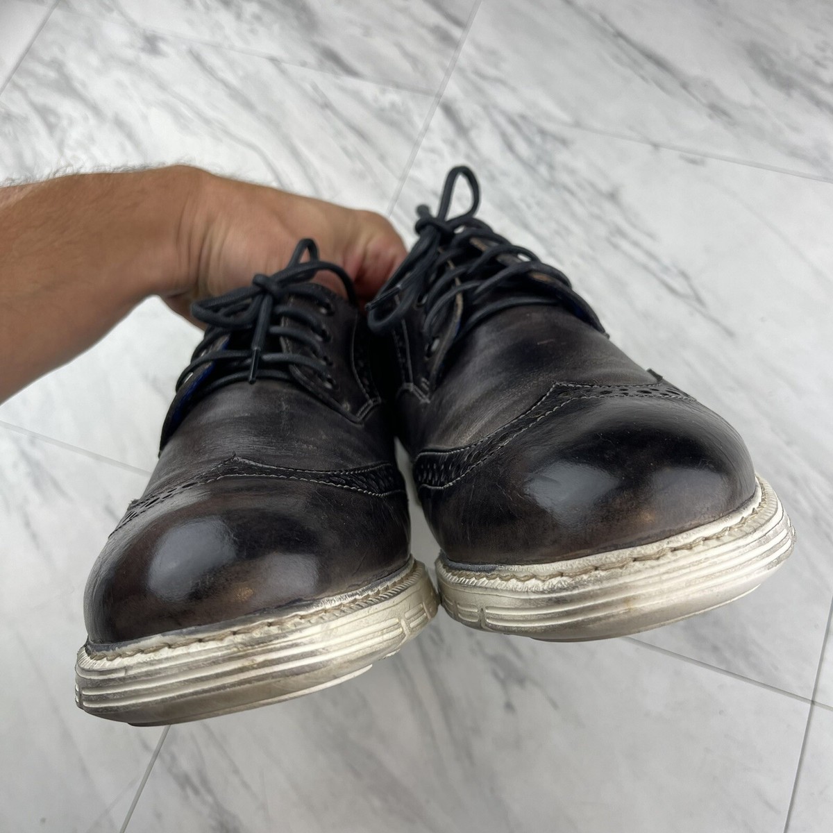 Bed Stu Cayuga II 9.5 Wing Tip Derby Graphite Distressed  display picture 1