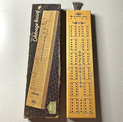 Vintage 1974 ES Lowe Wooden Cribbage Board #1503 Milton Bradley Company RARE