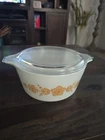 Vintage White Pyrex Butterfly Gold 1 1/2 Qt Casserole 474-B With Lid