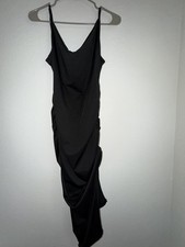Black Sleeveless Strappy Maxi Dress with V-Neck, Women's Long