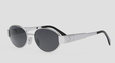 Celine CL40235U 16A Triomphe Metal Sunglasses Silver Frame Dark Grey Lens