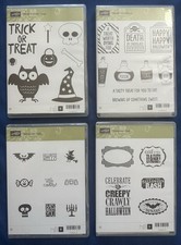 Stampin' Up! LOT 4 Stamp Set HALLOWEEN Hello Bash Sweet Hauntings Trick Or Treat