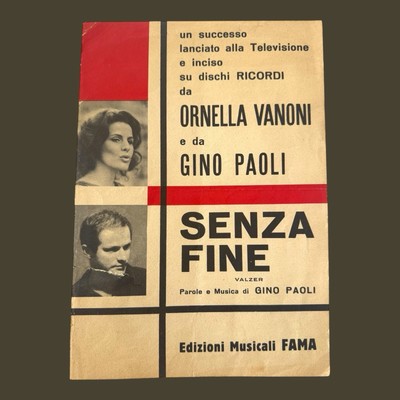 Senza Fine 1961 Sheet Music Gino Paoli Ornella Vanoni Italian Waltz FAMA Rare