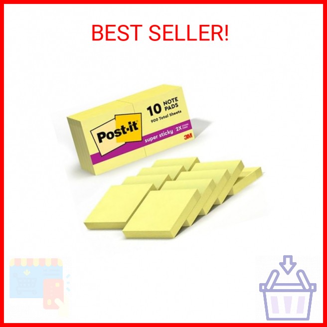 Post-it Super Sticky Notes, 10 Sticky Note Pads, 1.875 x 1.875 in., School Suppl-image