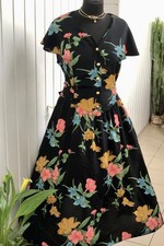 Women American Vintage Dress Black Viscose 38 / M #4ZIH