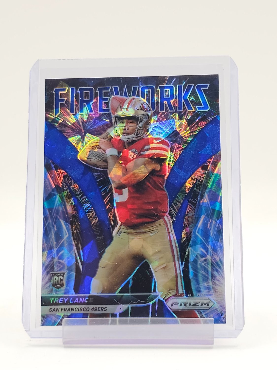 TREY LANCE 2021 PANINI PRIZM FIREWORKS BLUE CRACKED ICE ROOKIE RC /99 Q0660