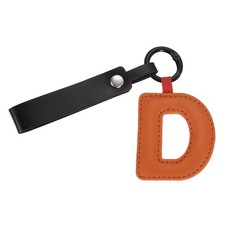 Initial Letter Keychain PU Leather Letter-D Key Chains for Women Orange-Red