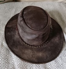 Vintage Weathered Jacaru Australian Leather Wallaroo Cowboy Hat  – Size M