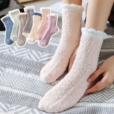 Fuzzy Cozy Socks for Women, Soft Fluffy Winter Warm Sleep Socks, Coral Fleece