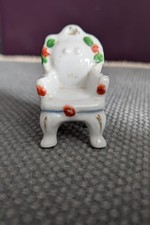 Occupied Japan Miniature Dollhouse Chair Flowered White porcelain Very Nice