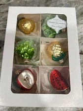 Christmas Glass Fruit And Vegetable Ornaments Made In Poland 6 Total
