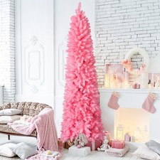 Artificial Pencil 7.5FT Christmas Tree with Branch Tips, Sturdy Stand Decoration