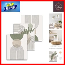 Set of 3 Unframed Boho Sage Green Canvas Prints, 30x40cm Botanical Wall Art