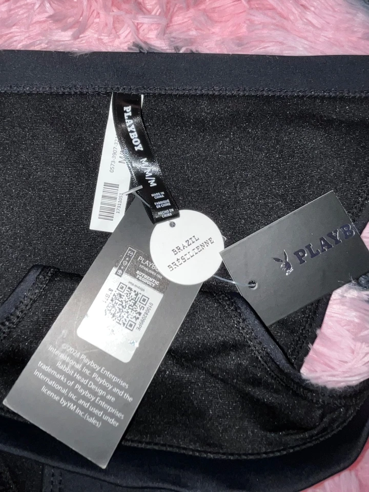 Playboy Bragas Bikini Corte Brasileño Negro Con Logo en la Espalda M Nuevas Con Etiquetas Foto 3 de 4