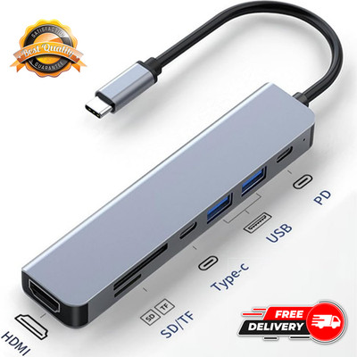 USB C Hub 7-in-1 Multiport Adapter for MacBook Pro   4K HDMI, USB 3.0, PD