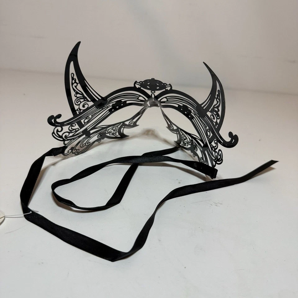 NWT Wolverine Venetian Men's Black Masquerade Mask w/ Crystal Rhinestones Metal - Image 2 of 4