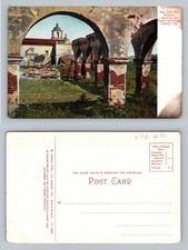 San Diego, California, San Luis Rey Mission Court Arches View Vintage Postcard